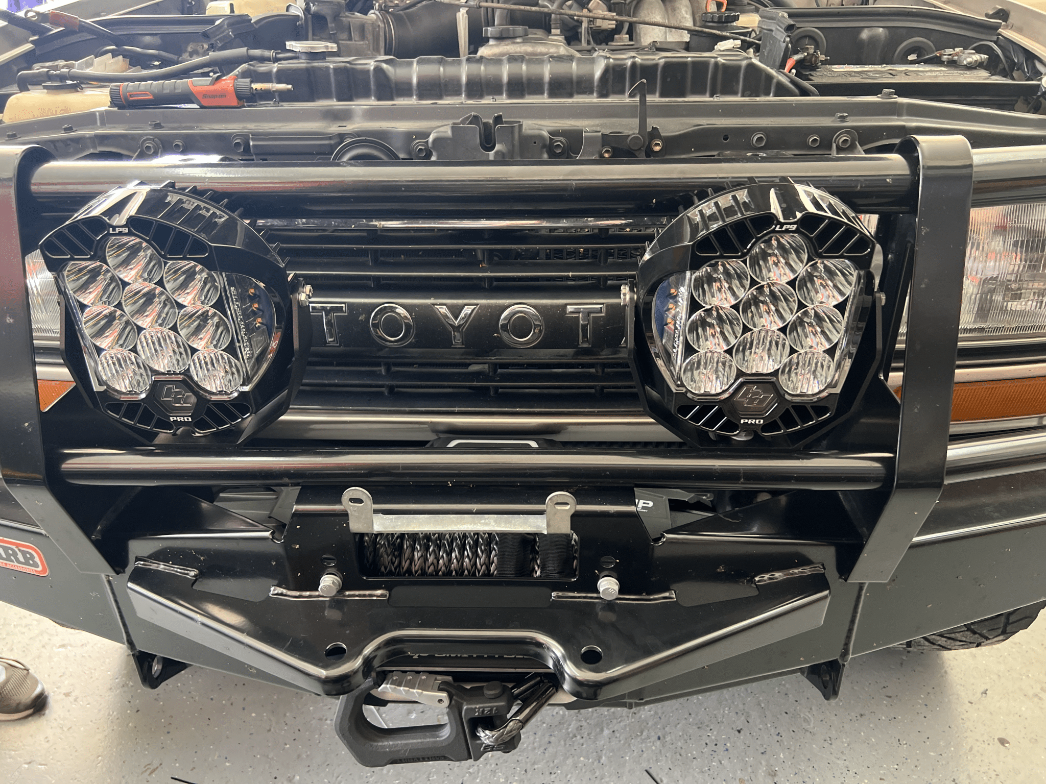 Custom lighting package added to truck's front bumper