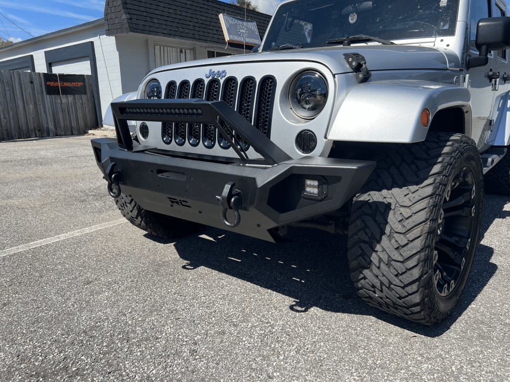 Custom front bumper of a Jeep Wrangler